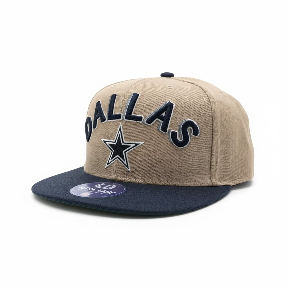 NFL Dallas Cowboys Ultra Game Archway Snapback Hat Khaki Navy Blue UGMI979F NEW